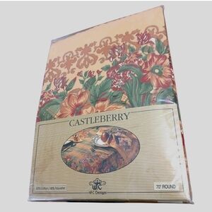 WC Designs Castleberry 70" Round Tablecloth Thanksgiving Fall Autumn Floral Vtg